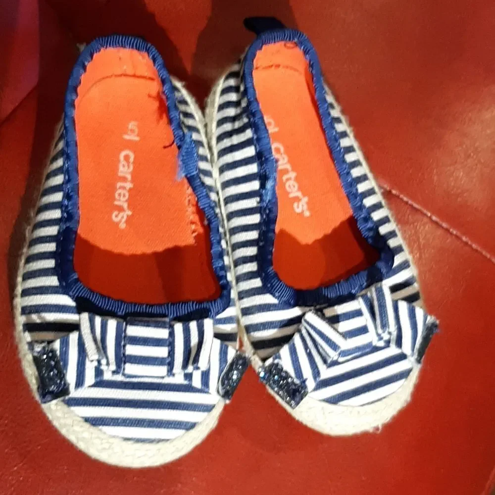 Carter's Blue and White Striped Shoes